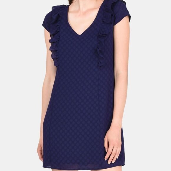 EUC Armani Exchange DOT AND RUFFLE SHEATH DRESS - size 0 - Picture 1 of 9